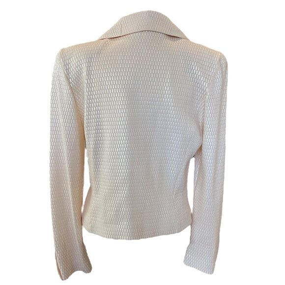 St. John Ivory Suit Jacket with Paillette s & Crystal and Silk Skirt Size 10/12 - Picture 6 of 10